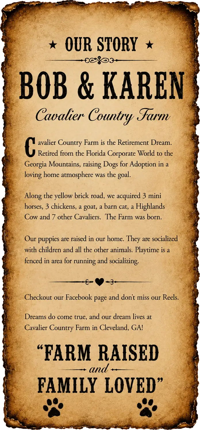 Bob and Karen story at Cavalier Country Farm
